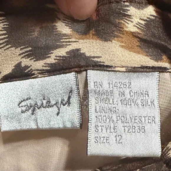 Spiegel Animal Print 100%Silk Dress with Brown and Cream Tones - Picture 4 of 11